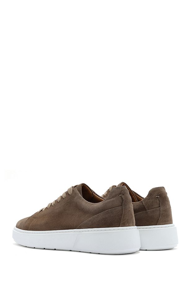 Erkek Bej Bağcıklı Süet Deri Sneaker 25SFD612710 - 5
