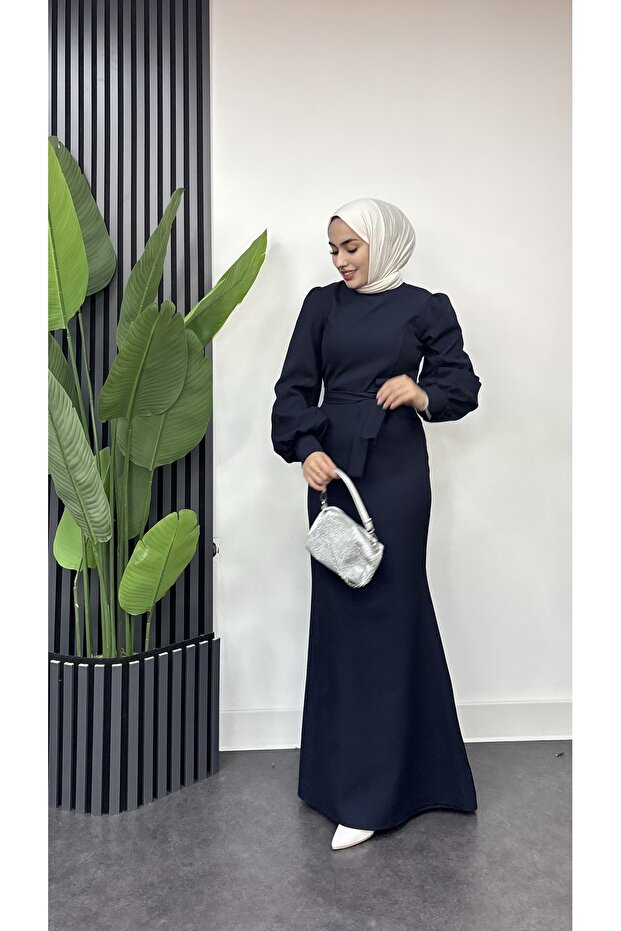Balık model dabıl krep tesettür abiye - 1