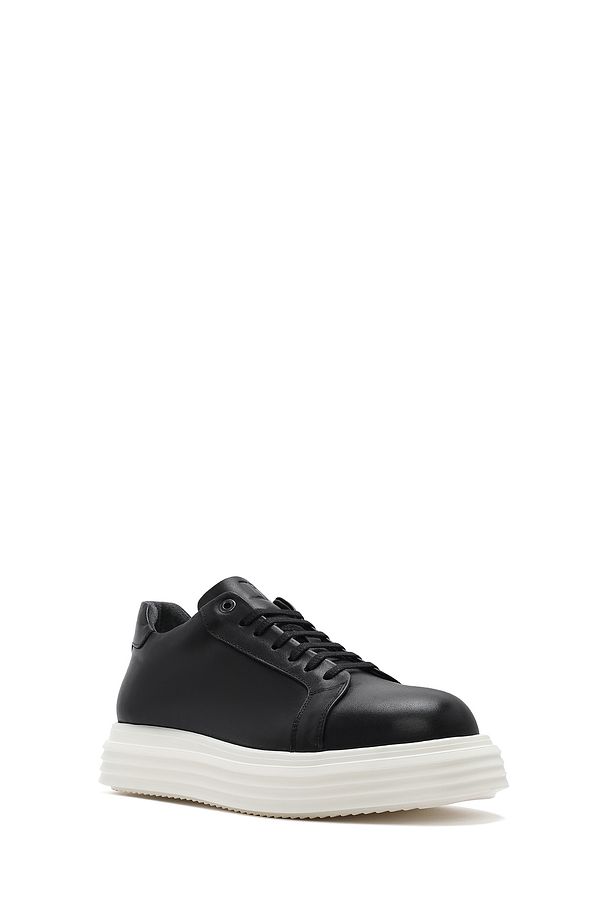Erkek Siyah Kalın Tabanlı Bağcıklı Deri Sneaker 25SFD654118 - 6