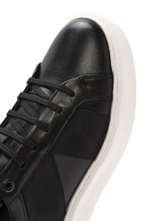 Erkek Siyah Bağcıklı Kalın Tabanlı Deri Sneaker 25SFD654318 - 8