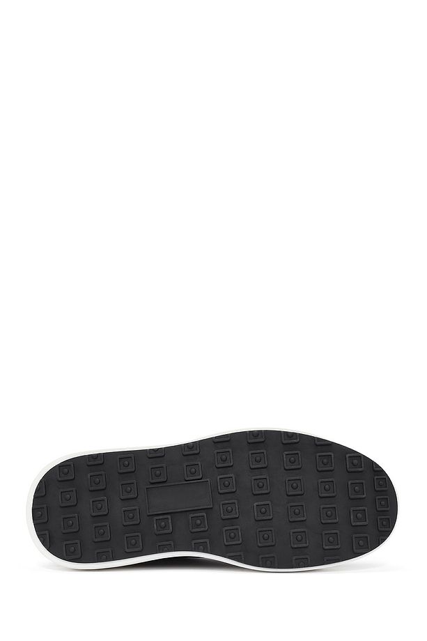 Erkek Siyah Bağcıklı Kalın Tabanlı Deri Sneaker 25SFD611818 - 4