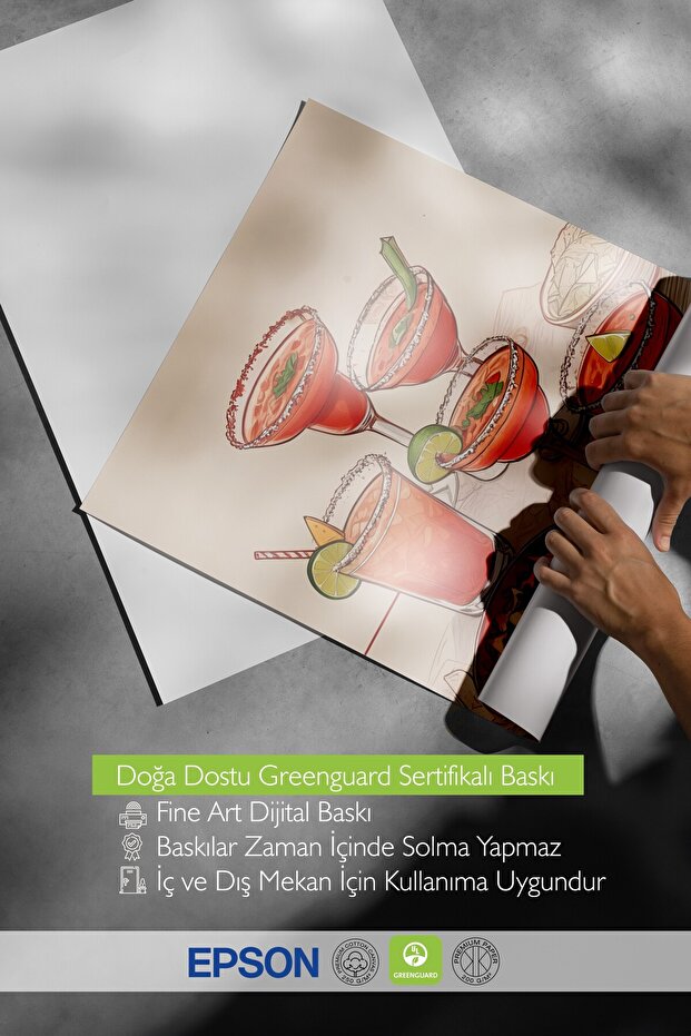 Siyah Çerçeveli Tablo, Coctails & Lime, Comfort Serisi Mutfak Duvar Tablosu, NO:109096 - 2