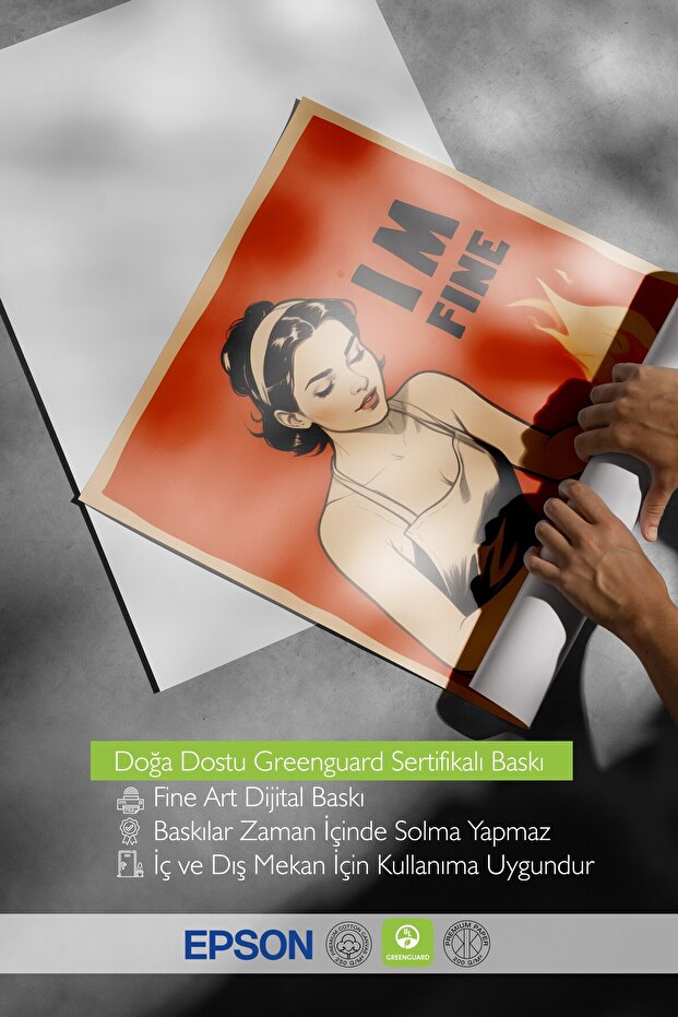 Siyah Çerçeveli Tablo, I'm Fine, Comfort Serisi Mutfak Duvar Tablosu, NO:109050 - 2