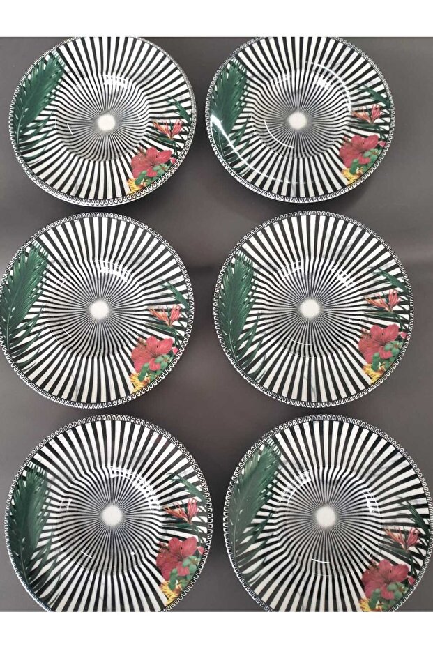 6 Patterned Porcelain Tea Plates - 2