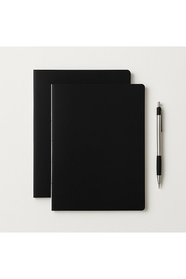 Özel Tasarım Siyah Kapaklı A4 Enzo Çizgisiz Defter - 180 Derece Açılabilir - 2