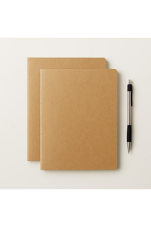 Özel Tasarım Kraft Kapaklı A4 Enzo Çizgisiz Defter - 180 Derece Açılabilir - 2