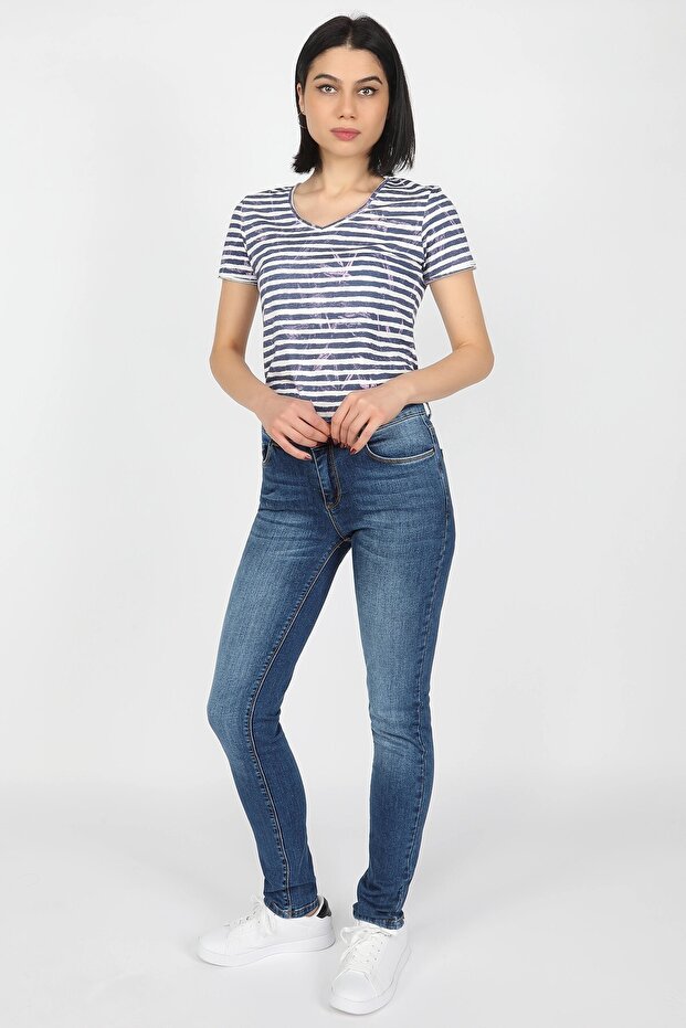 Medium Blue Women's Jeans - 5 Pockets Regular Fit