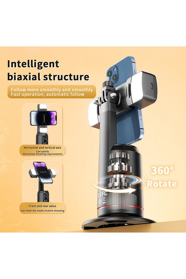 Mobil Cihaz Gimbal Stabilizatör SS16,360° Dönebilen,Yüz Takibi Yapabilen,RGB LED Işık,AI Kontrol - 5