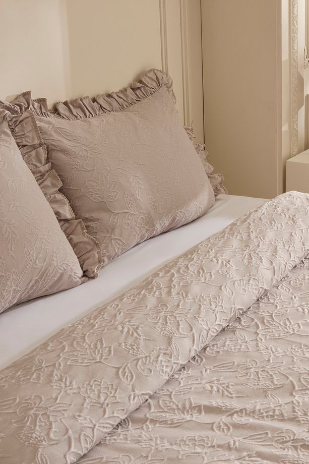 White Collection Tyra %100 Pamuk Çift Kişilik Yatak Örtüsü Bej - 4