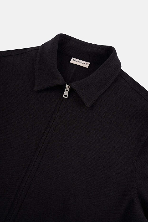 S Logo Full-Zip Ceket - Siyah - 3