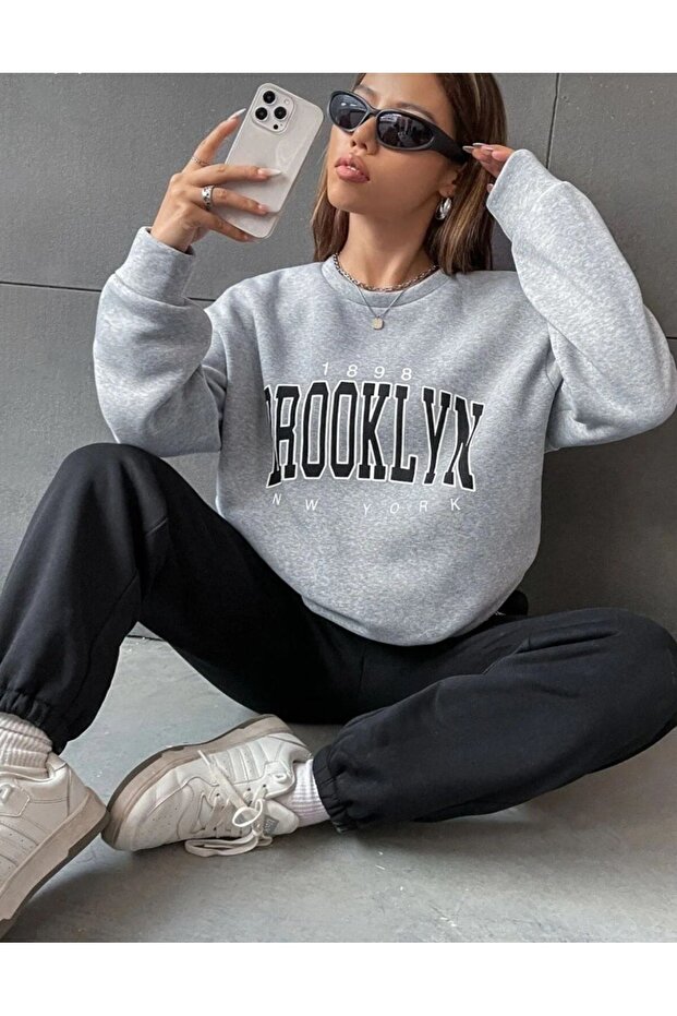 Σετ φόρμας Oversize Basic BOTTOM BLACK TOP GREY - 1