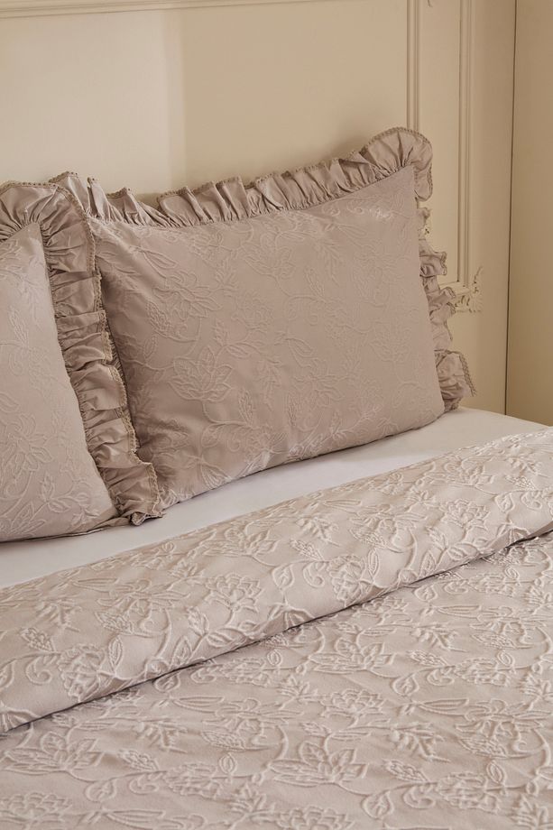 White Collection Tyra %100 Pamuk Çift Kişilik Yatak Örtüsü Bej - 7