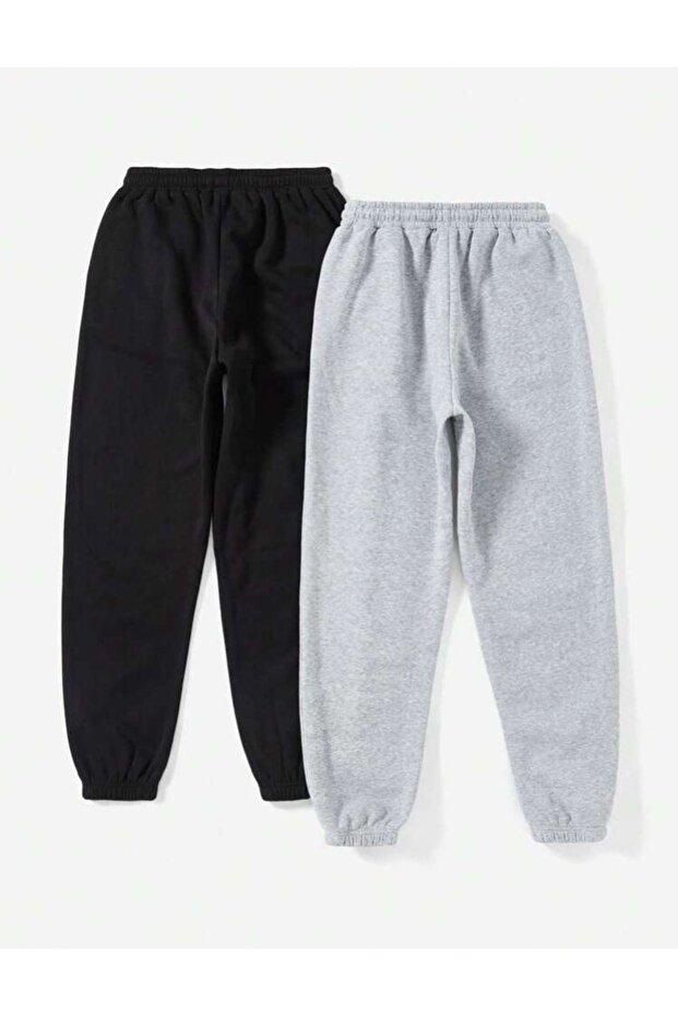 Siyah Newyork Gri Newyork Baskılı Eşofman 2'li Oversize Unisex 2 Iplik Şardonlu - 3