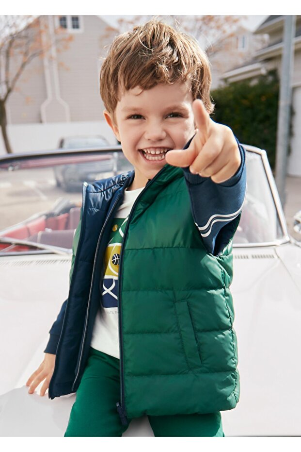 Double-Faced Boy's Puffer Vest with Hood_Mnvs4347
