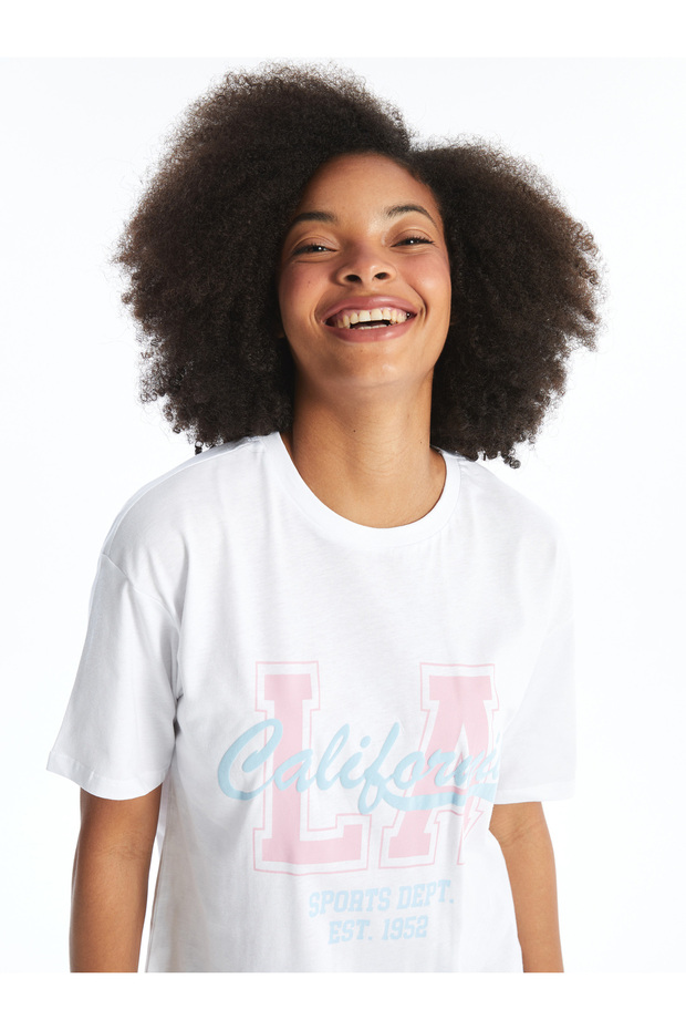 Crew Neck Printed Short Sleeve Women's Sports T-Shirt