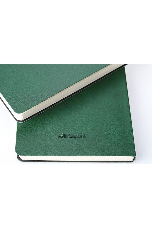 Çizgisiz Defter, Yeşil Termo Deri Kapaklı Çizgisiz Defter, 128 Yaprak, A5 Defter - 5