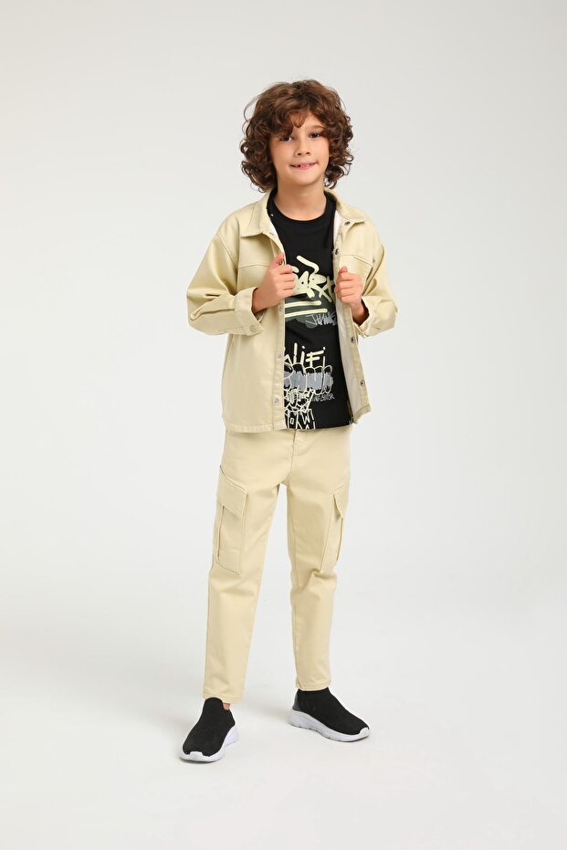 3-Piece Back Print Detail Boy's Jacket Set