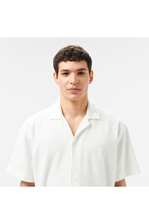 Erkek Relaxed Fit Kısa Kollu Beyaz Gömlek - 4
