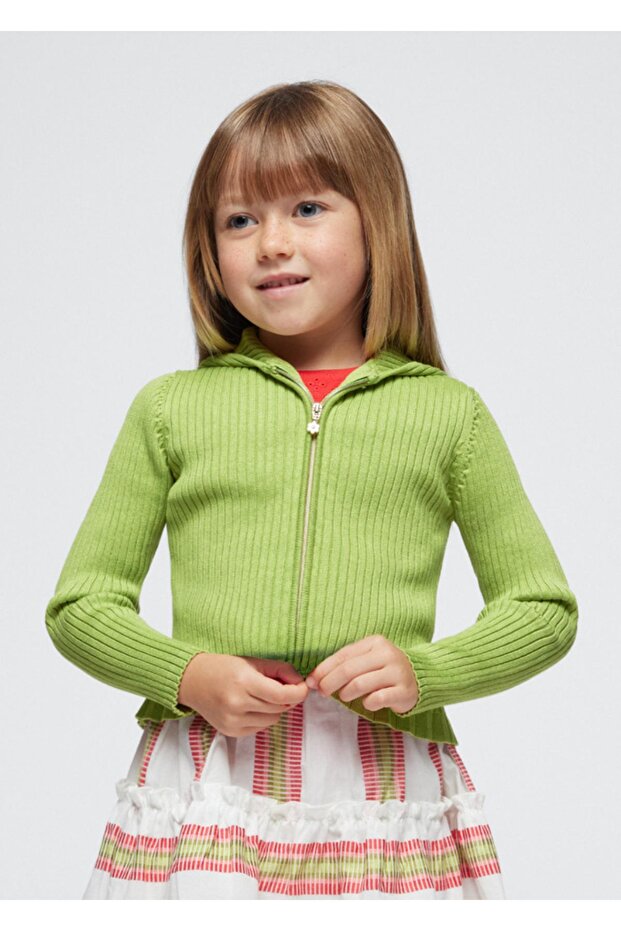 Zippered Hooded Girl's Cardigan