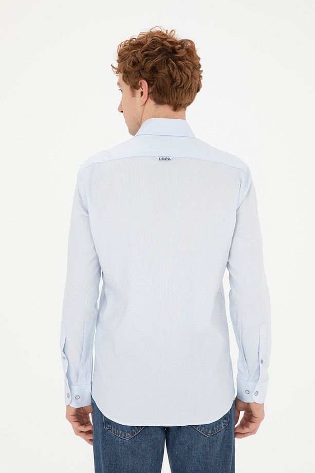Dokuama Kumaş % 100 Pamuk Slim Fit Mavi Gömlek - 3