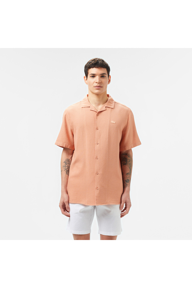 Erkek Regular Fit Kısa Kollu Pembe Gömlek - 1