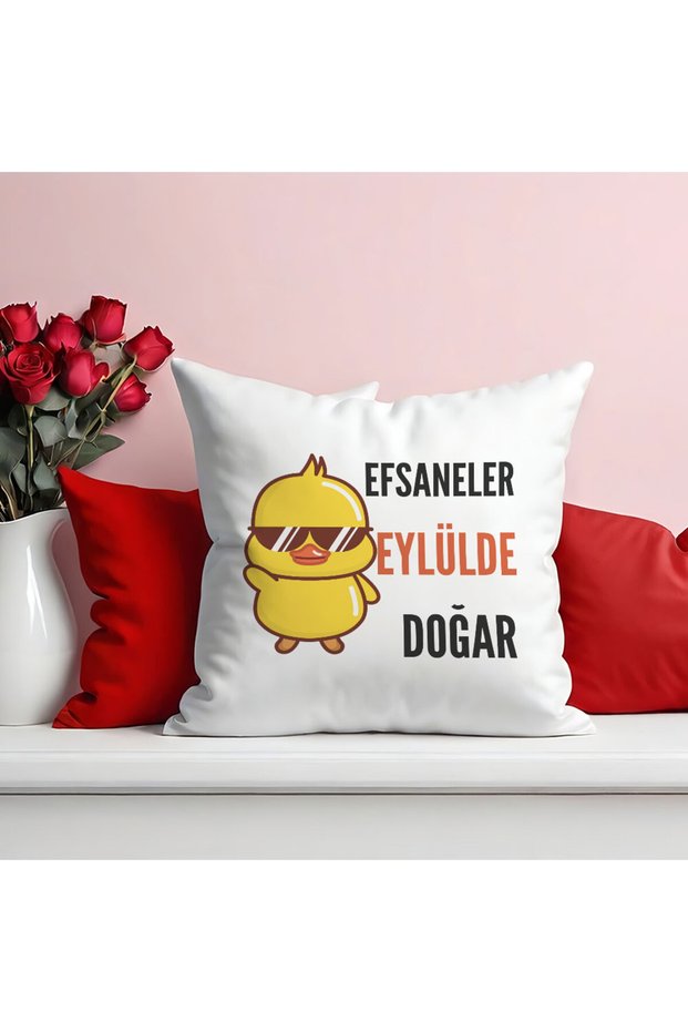 Legends Are Born in September Printed Birthday Gift Fiber Satin Decorative Pillow