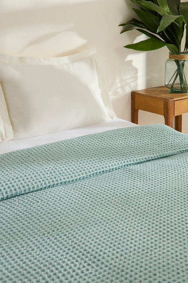 Mady %100 Cotton Waffle Çift Kişilik Tek Pike Mavi - 6