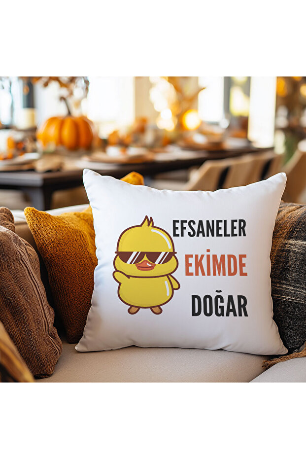 Legends Are Born in October Printed Birthday Gift Fiber Satin Decorative Pillow