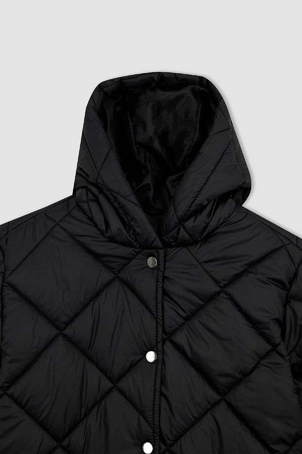 Su Itici Regular Kalıp Kapüşonlu Rüzgar Geçirmez Çıtçıt Detaylı Kapitoneli Mont Parka A3416ax23sp - 8