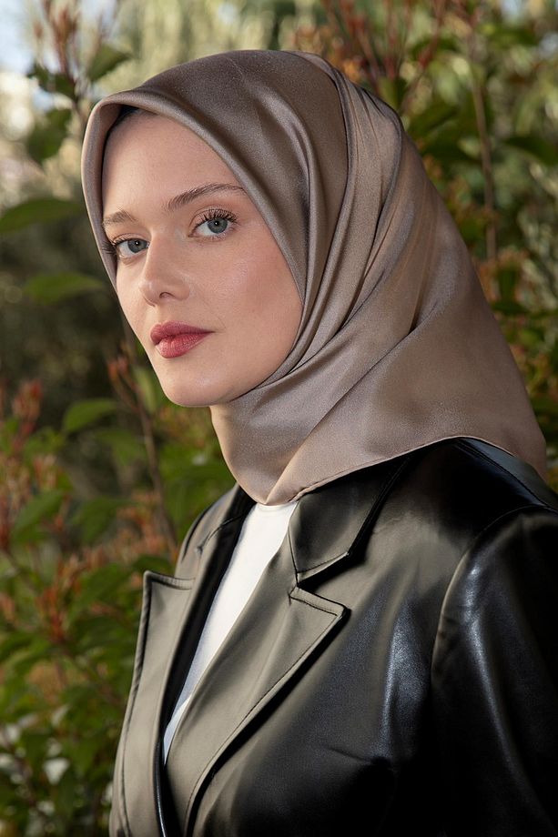 Mavi-Taş Çift Taraflı Twill İpek Eşarp - 3