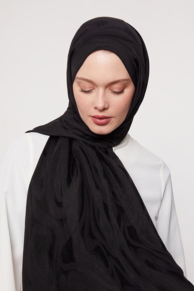 Black Abstract Pattern Grazia Shawl - 4