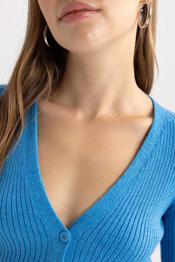 Coool Regular Fit Crop Düğmeli V Yaka Triko Hırka A2076ax23au - 4