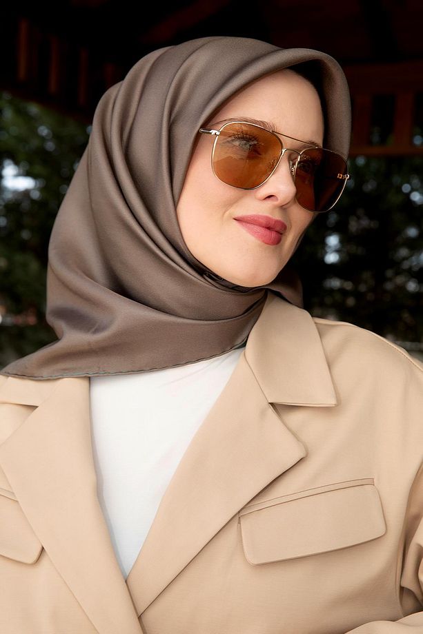 Petrol Yeşili Çift Taraflı Twill İpek Eşarp - 3