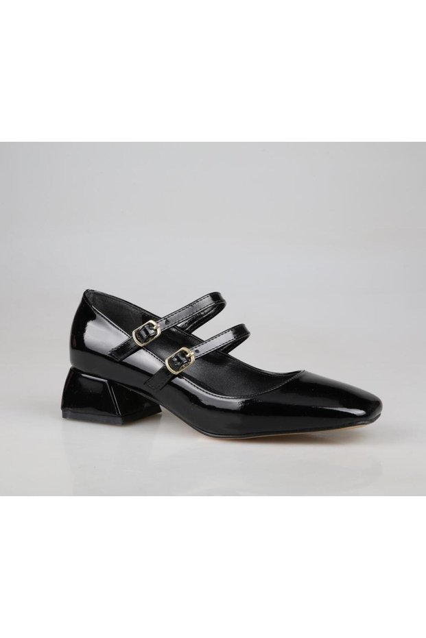 106-520 Black Patent Leather Women's Heeled Shoes