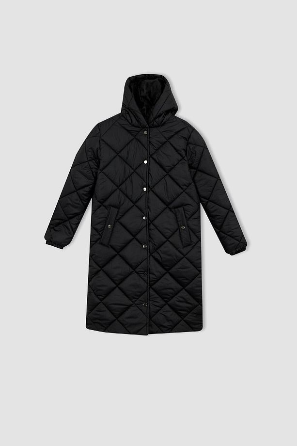 Su Itici Regular Kalıp Kapüşonlu Rüzgar Geçirmez Çıtçıt Detaylı Kapitoneli Mont Parka A3416ax23sp - 7