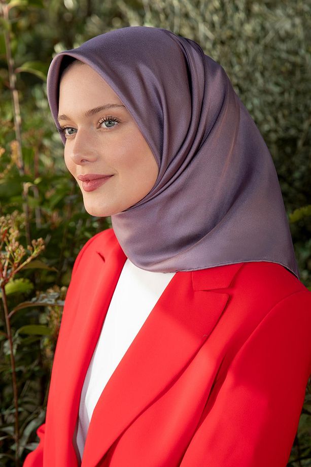 K.Mavi Çift Taraflı Twill İpek Eşarp - 3