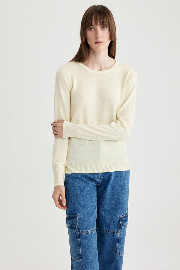 Regular Fit Bisiklet Yaka Yumuşak Dokulu Basic Düz Triko Kazak F7091az23wn - 3