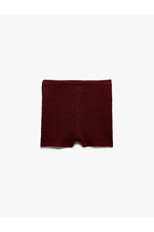 Beli Bağcıklı Normal Bel Triko Mini Şort - 3