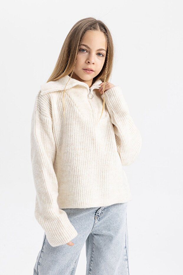 Girl's Half Zipper Knitwear Sweater A6015A823Wn