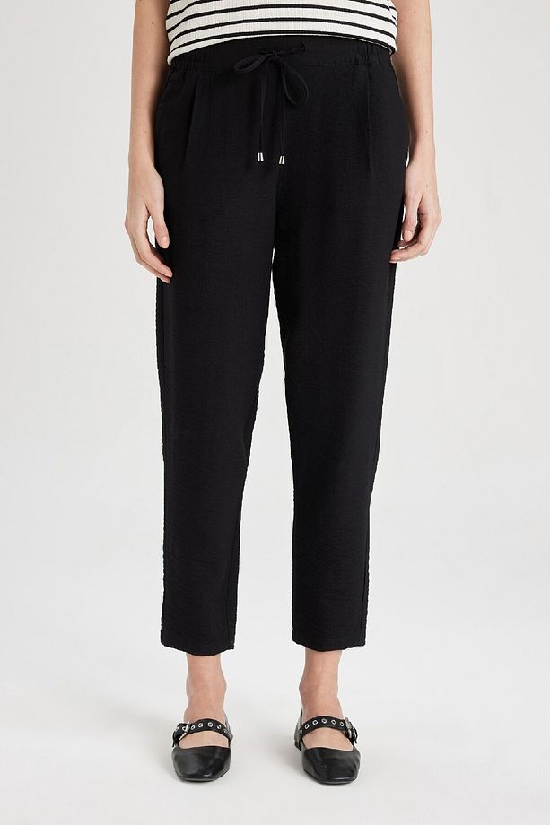Jogger Pantolon Keten Görünümlü Cepli Yüksek Bel Düz Paça R0433az24sm - 4