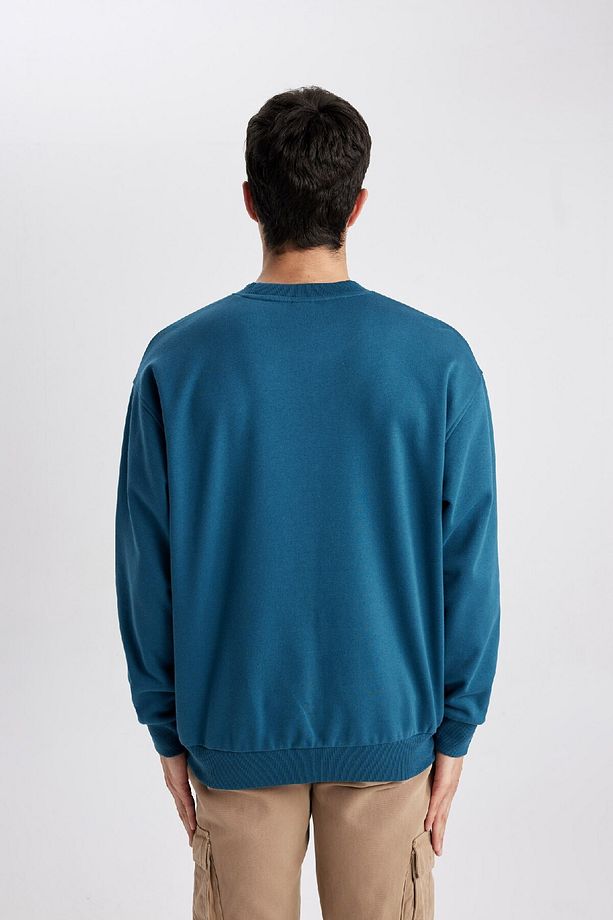 Oversize Geniş Kalıp Bisiklet Yaka Basic Düz Sweatshirt T5139az24sp - 5