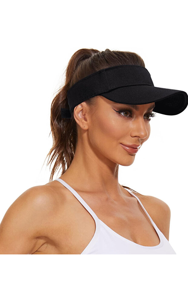 Adjuster to Head Width Standard Black Hat Visor - 1