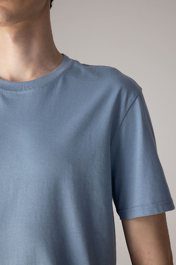 %100 Pamuk New Regular Fit Bisiklet Yaka Basic Düz Kısa Kollu Tişört V7699az24sp - 4