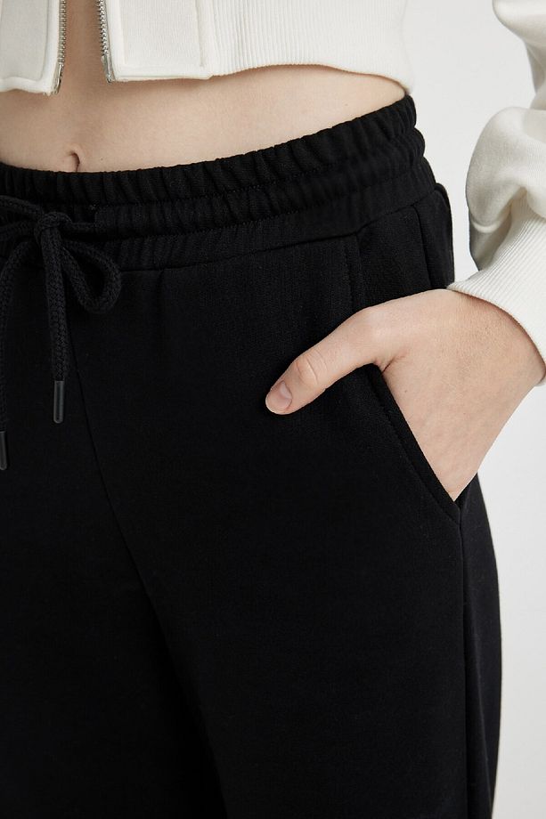 Coool Wide Leg Beli Lastikli Bağcıklı Cepli Bol Paça Basic Düz Eşofman Altı B3345ax23wn - 5