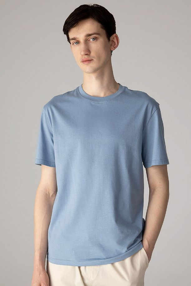 %100 Pamuk New Regular Fit Bisiklet Yaka Basic Düz Kısa Kollu Tişört V7699az24sp - 1