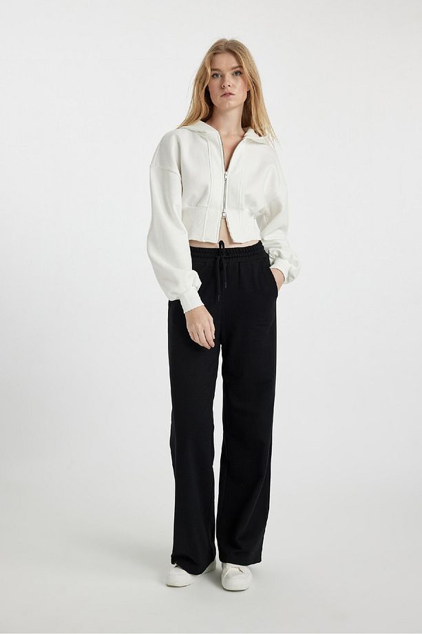 Coool Wide Leg Beli Lastikli Bağcıklı Cepli Bol Paça Basic Düz Eşofman Altı B3345ax23wn - 2