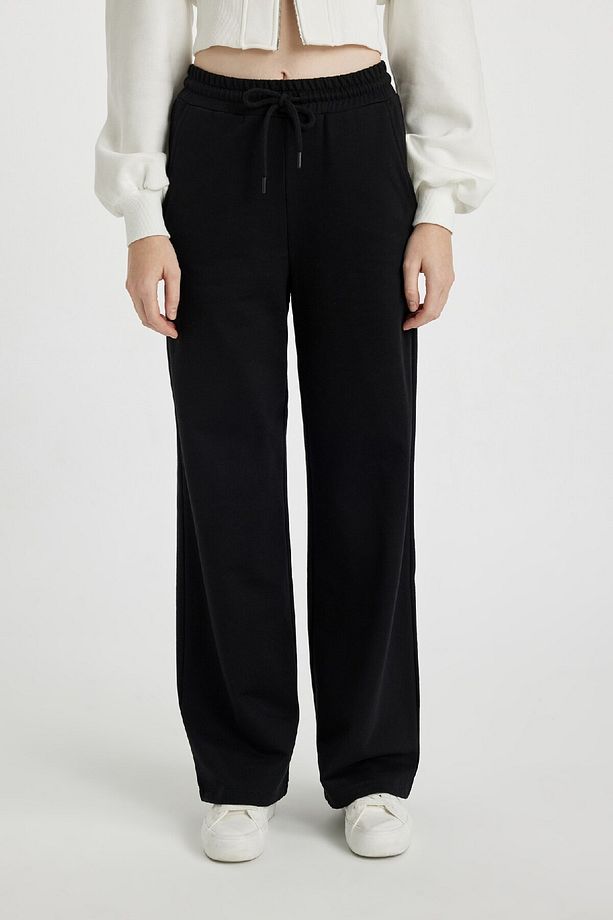Coool Wide Leg Beli Lastikli Bağcıklı Cepli Bol Paça Basic Düz Eşofman Altı B3345ax23wn - 4