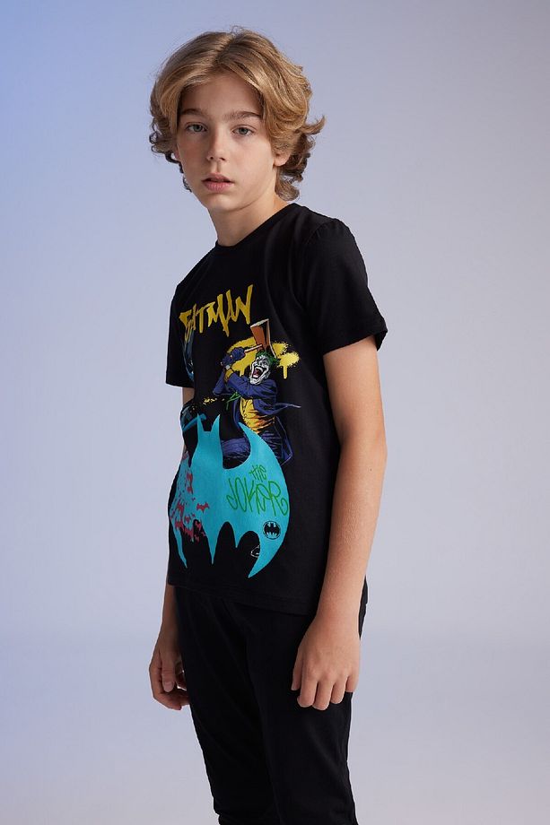 Erkek Çocuk Batman Pijama Takımı Kısa Kollu Üst Beli Lastikli Uzun Alt B5575a824sp - 2