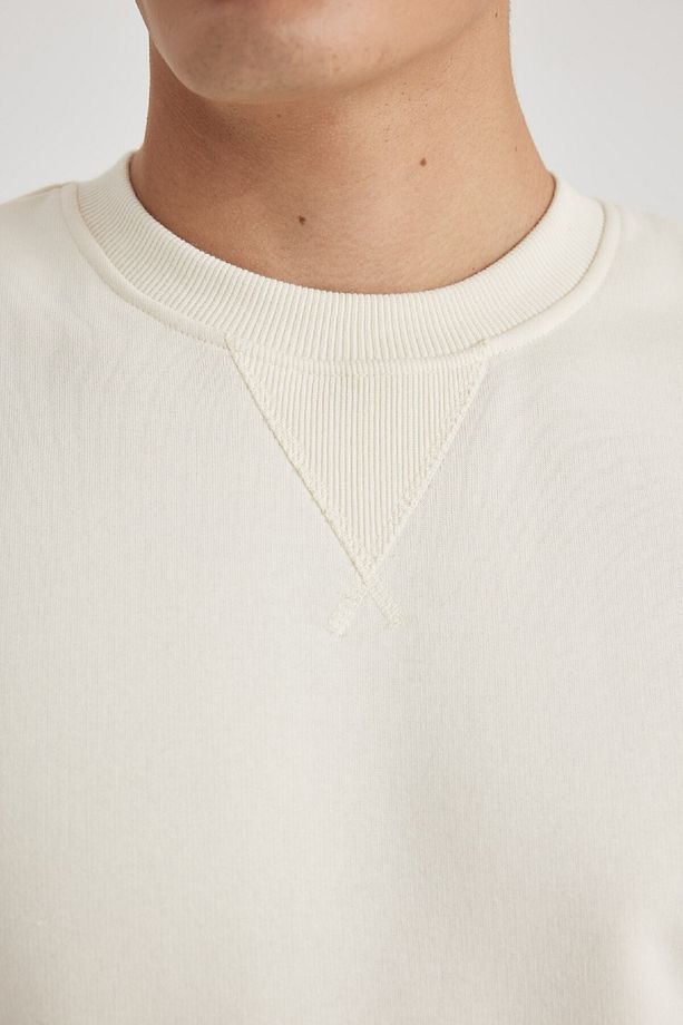 Regular Fit Bisiklet Yaka Kalın Basic Düz Sweatshirt T3777az24sp - 4