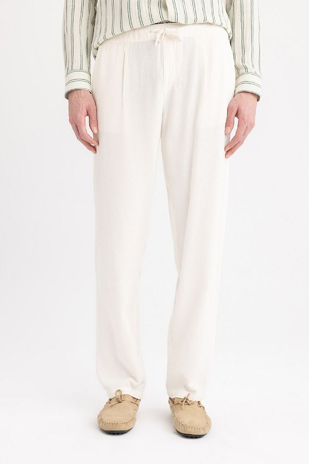Yazlık Viskon Jogger Pantolon Regular Fit Normal Kesim Keten Karışımlı Düz Paça Cepli B4867ax24sp - 4